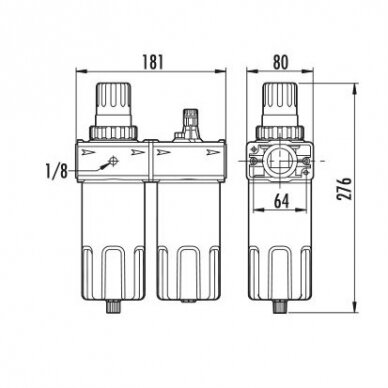 Oro filtras su reduktoriumi ir tepaline  1" GAV  FRL300 3